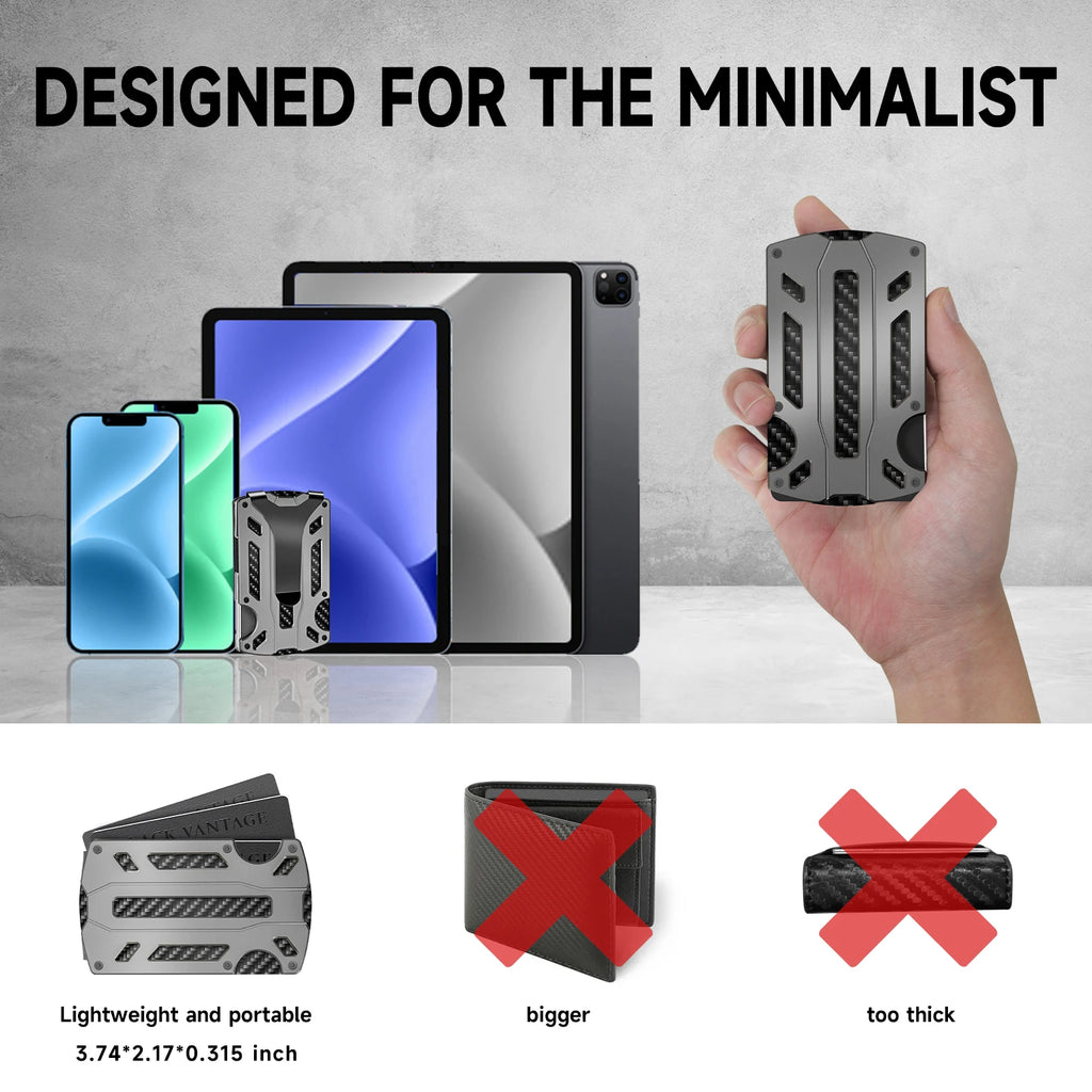 Slim RFID Blocking Metal Wallet for Men & Women with Money Clip Or Cash Strap Scratch Resistant Card Holder