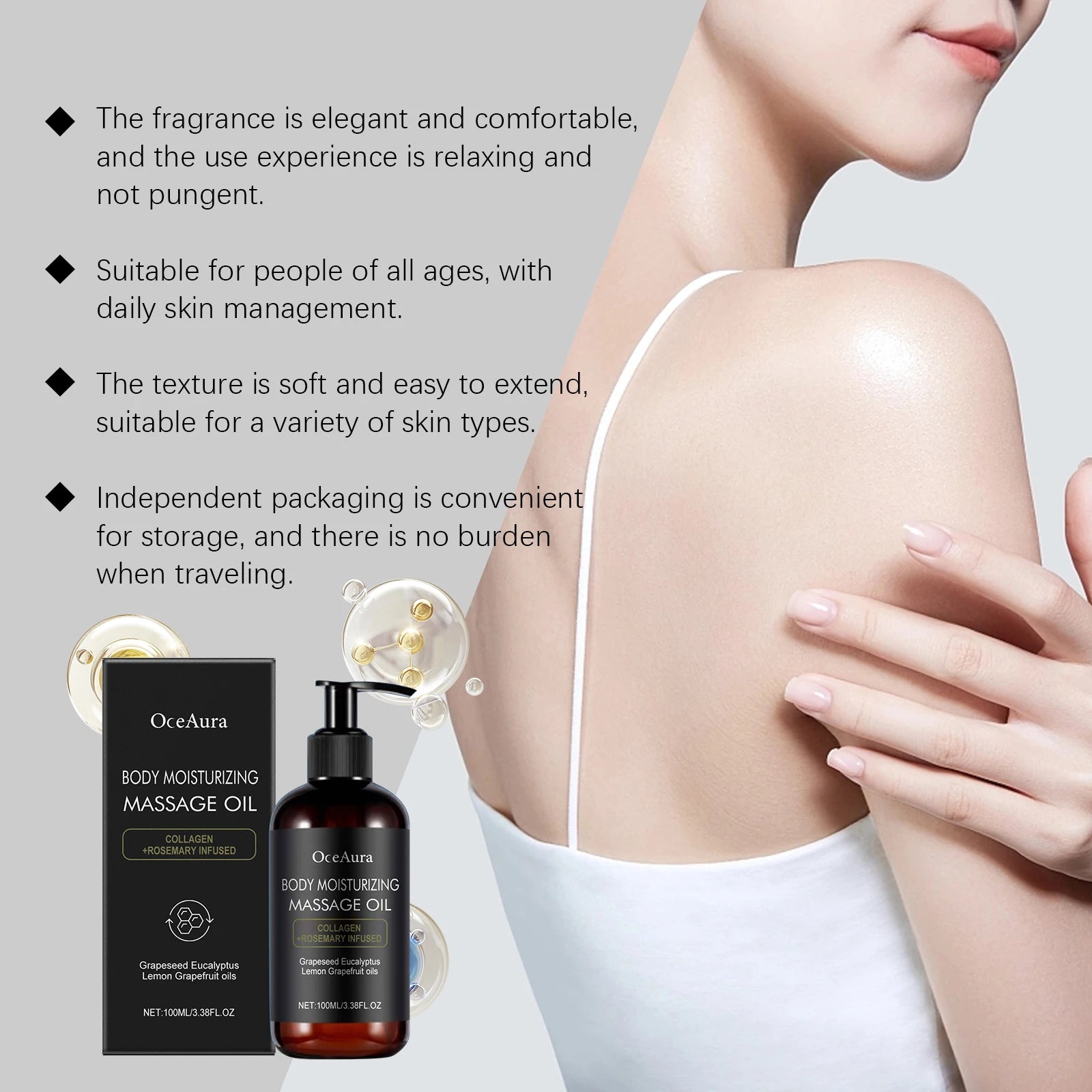 Moisturizing Body Massage Oil Nourishing Smoothing Skin Reduce Dryness Rosemary Oil Brighten Gentle Firming Body Spa Skin Care