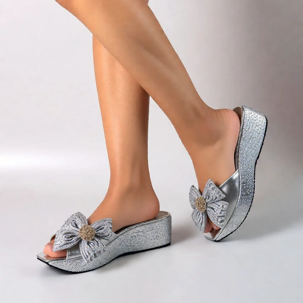Latest Design Women Luxury Flower Wedding Party Shoes Nigerian Women Party Pumps High Heels Slip on Shoes for Women 6CM