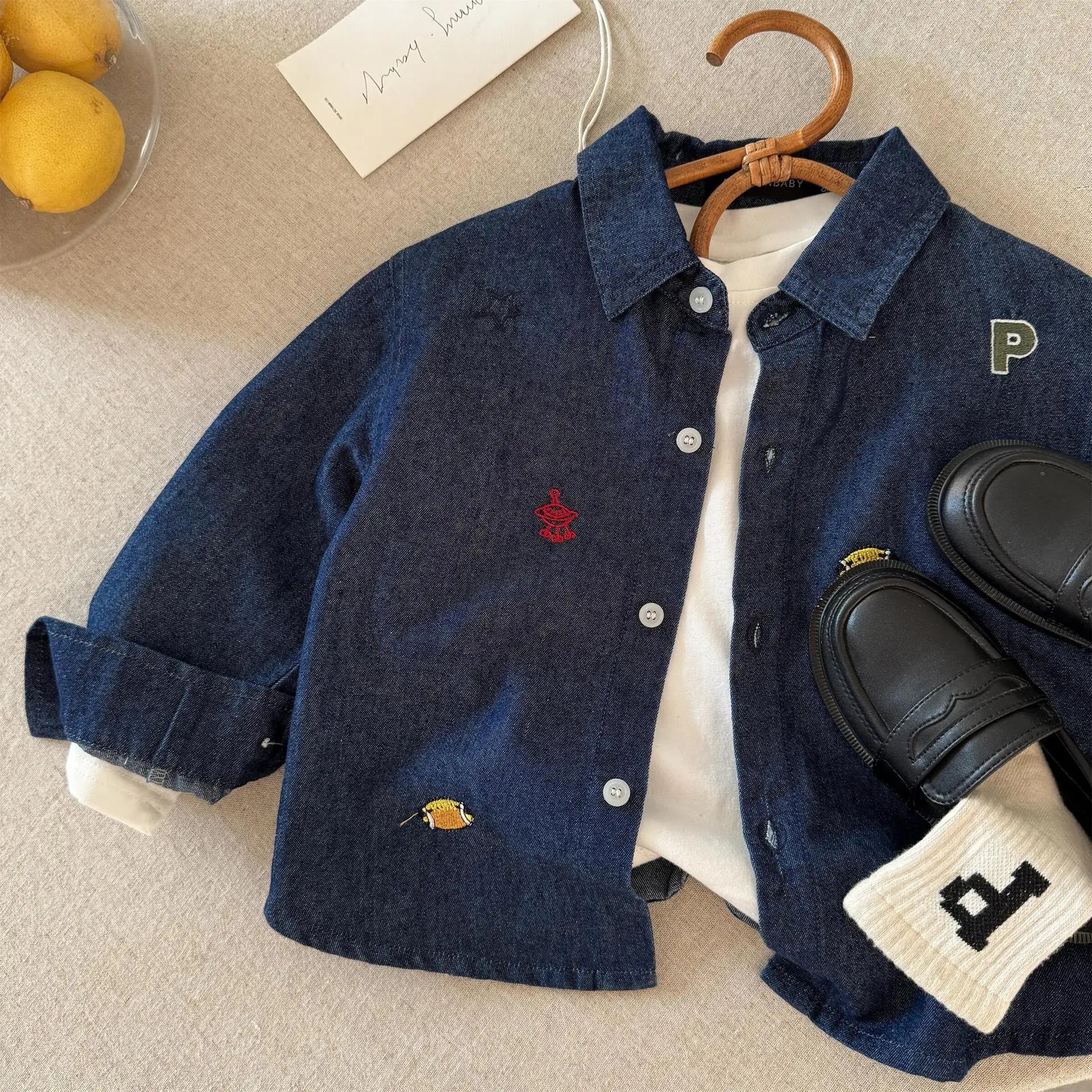 Baby Girls Boys Jean Blouses Kids Blue Shirts 2025 Spring Autumn Tops 1 To 6Yrs Children's Korean Style Clothing