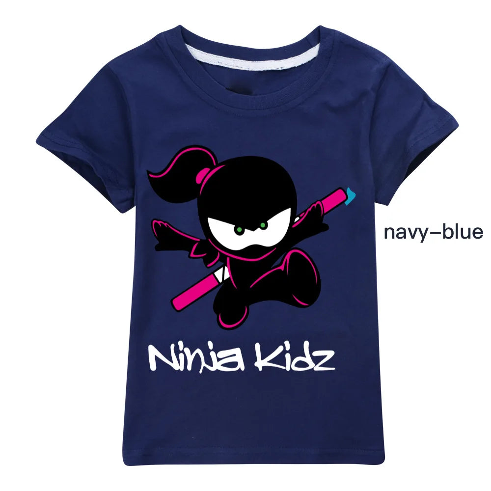 Ninja Kidz Baby Kids Summer Cotton Short-Sleeved T-shirts Children Sweatshirt Cartoon Teenager Tops Boys Girls Tees Clothing