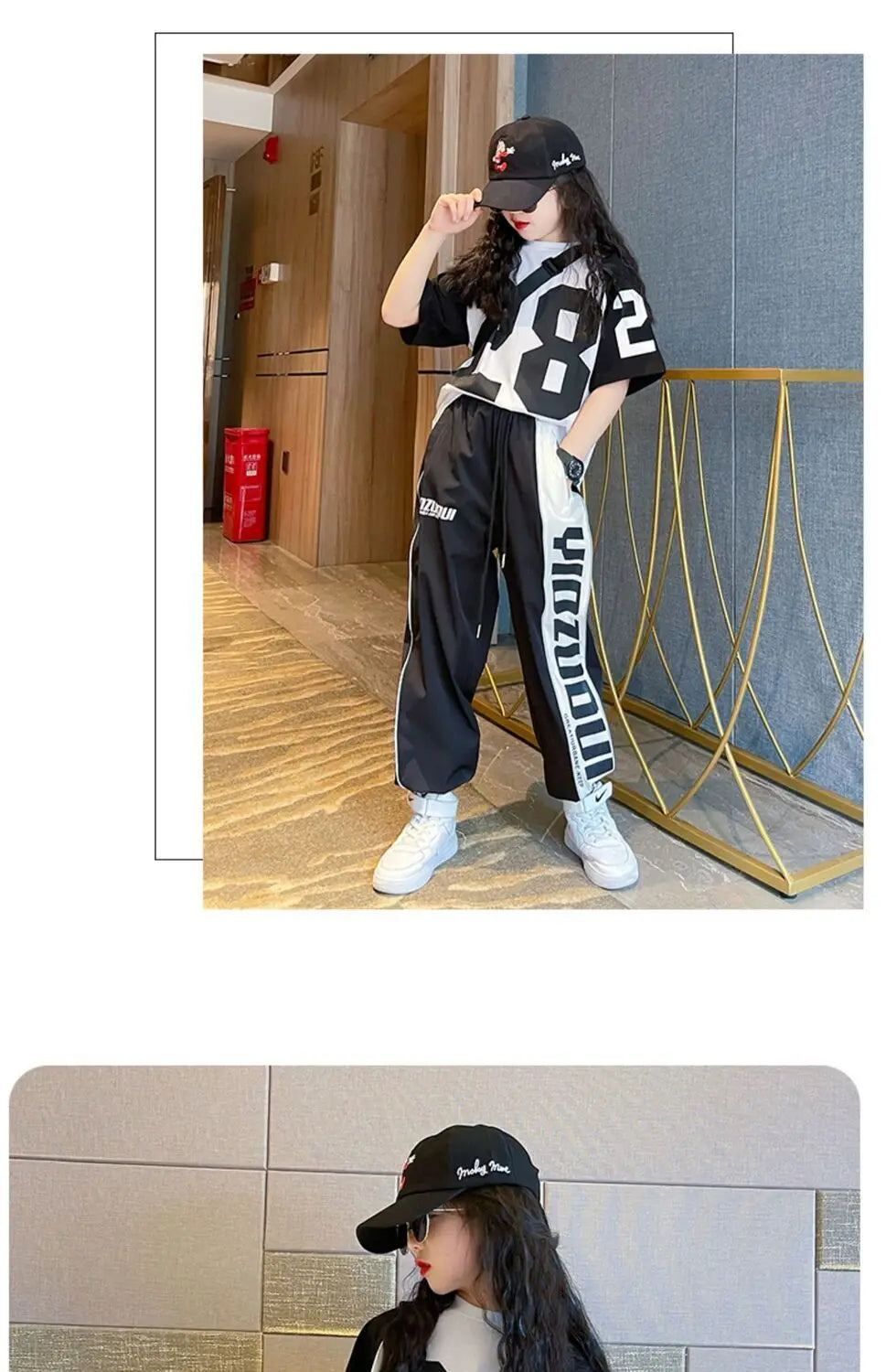 Girls Summer New Fashion Sports Cotton 2pcs T-shirts+Pants Suits 5-14 Years Teenage Girls Hiphop Oufits Tops Sets Kids Clothing