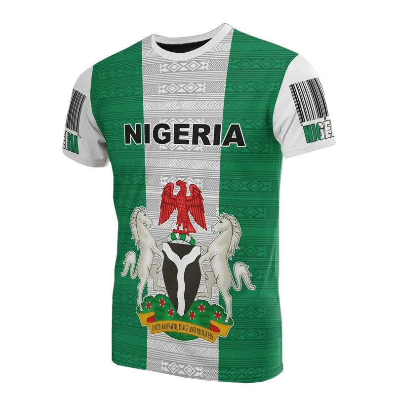 Nigeria Flag Men's T-shirts Nigerian Emblem Graphic Print Africa Clothing Ropa Hombre Summer Oversized Short Sleeve Male Tops