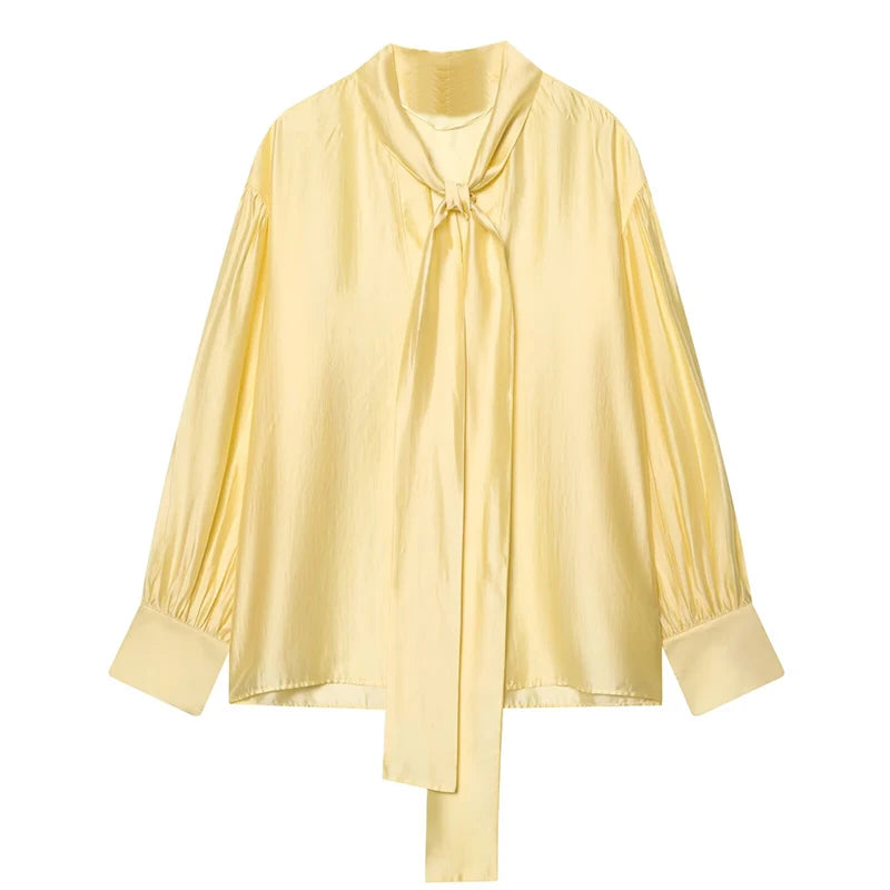 Women's Shirts Spring 2026 New Fashion Bow Decoration Loose Shirts Women Casual Shirts Female Blouses Chic Tops