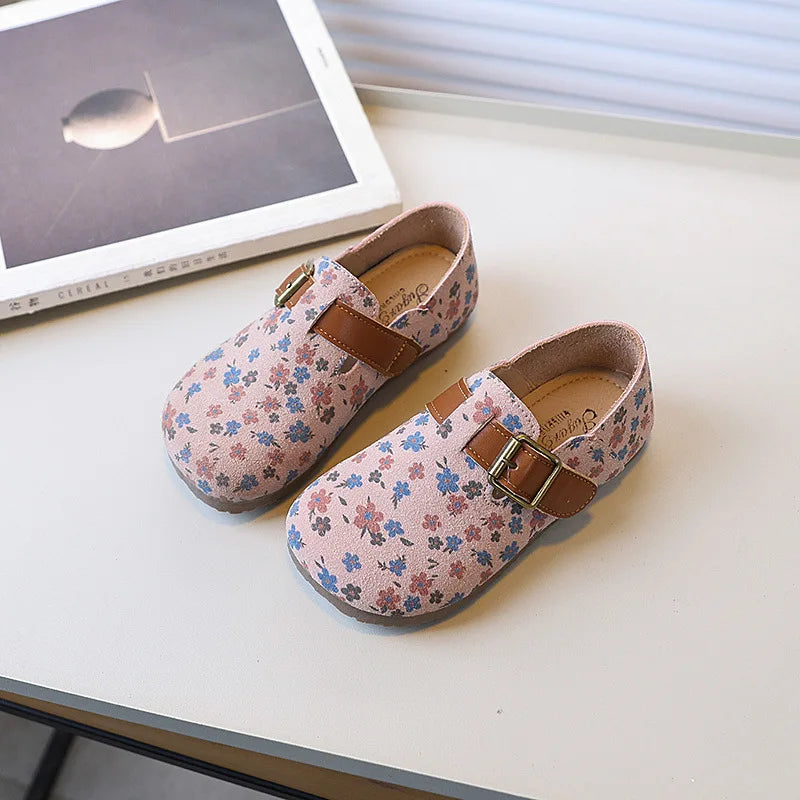 Zapatos De NiñaRetro Girl Shoe Autumn New Girl Leather Shoe Floral Princess Shoe Soft Sole Casual Kid Shoes Allmatch Women Shoes