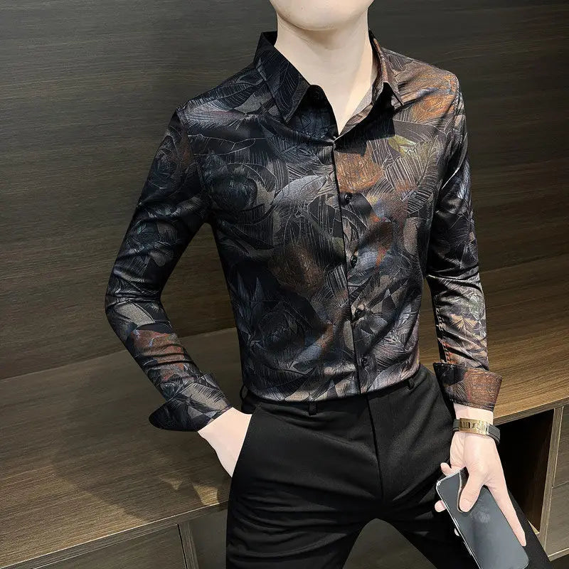 Floral Shirt Man Long-sleeved Spring and Autumn Summer Thin Fashion Floral Men Casual Cardigan
