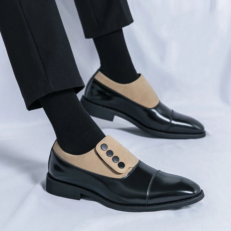 High End Brand Men's Leather Casual Shoes Office Men's Business Shoes Luxurious Banquet Pointed Toe Shoes for Wedding Brown