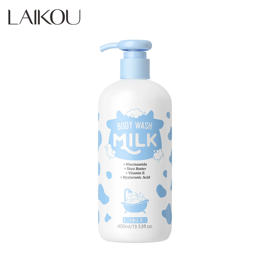 LAIKOU 400ml Milk Body Wash, Gentle Cleansing Long Lasting Moisturizing Milk Fragrance Shower Gel With Niacinamide & Shea Butter