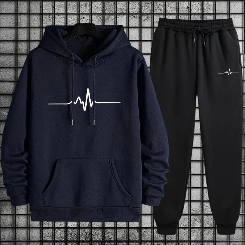 2026 Men's Streetwear Tracksuit Set Oversized Hoodie and Baggy Joggers Urban Hip Hop Fashion Sportswear Fall/winter Jogging Suit