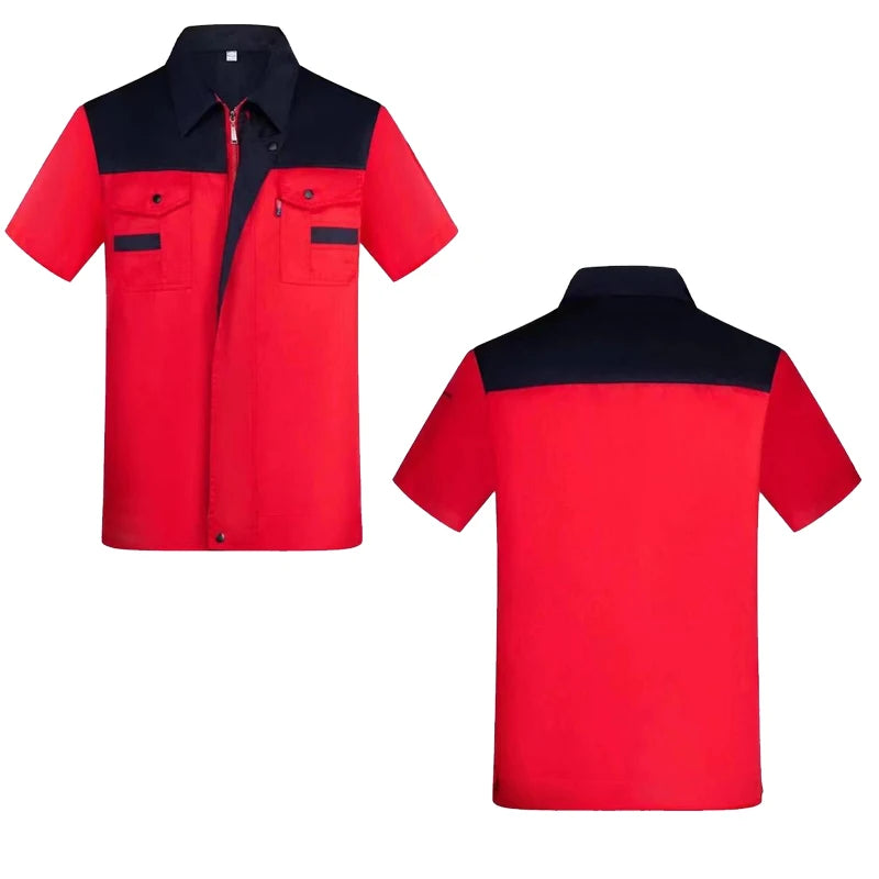 Summer Workwear Men's Women's Short Sleeve Thin Breathable Uniform Factory Service Auto Repair Top Ropa De Trabajo