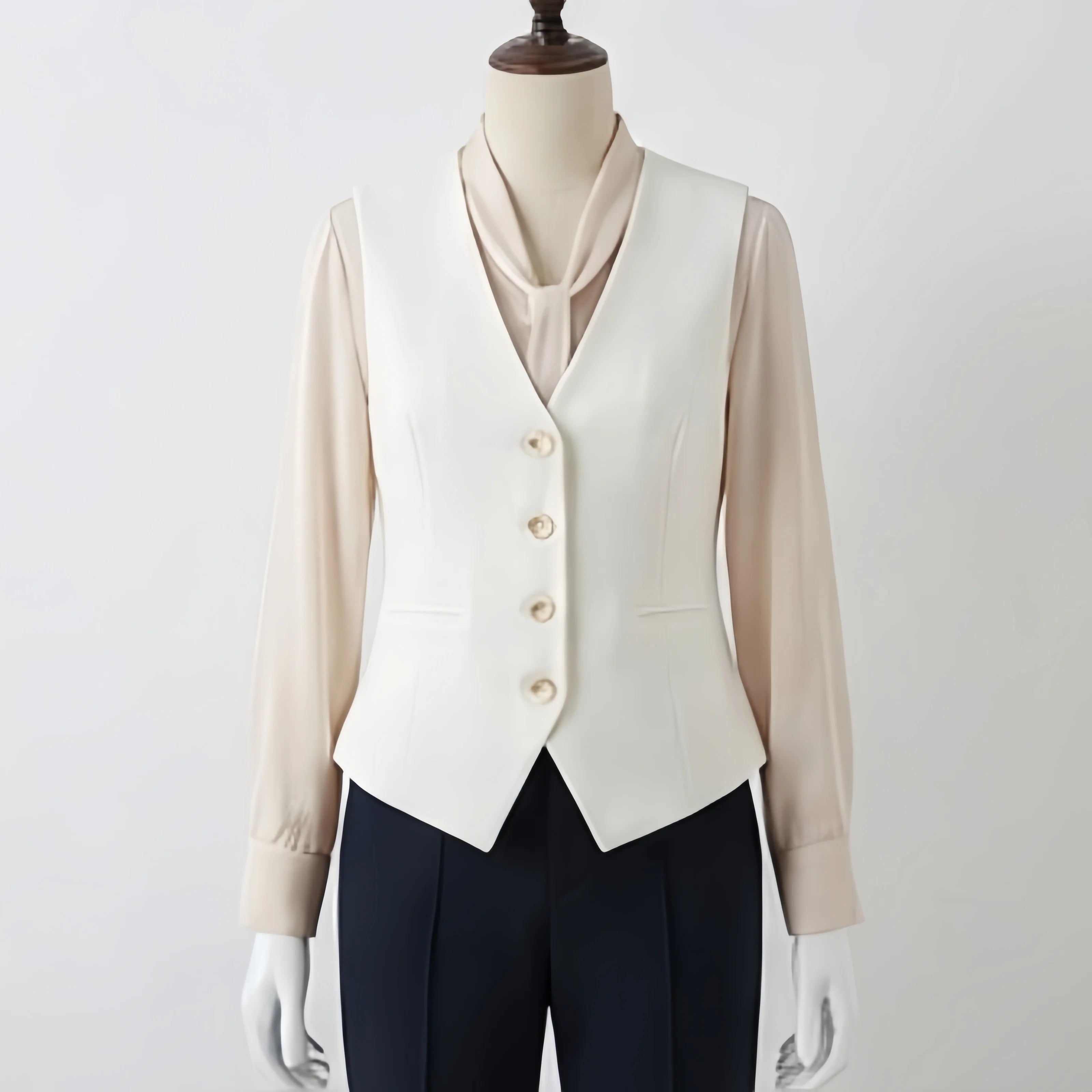 Women's Formal Business Vest Sleeveless Tailored Button Up Waistcoat Professional Office Outerwear Top Slim Fit Professional