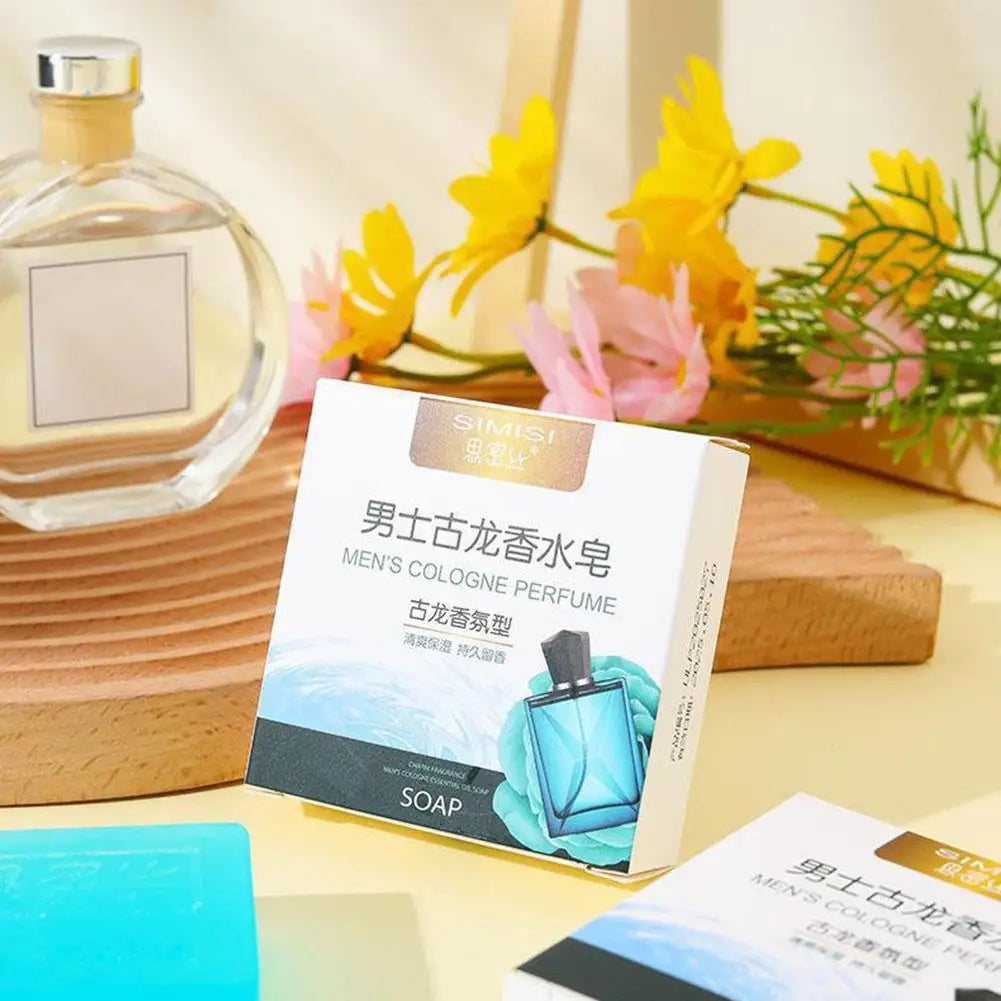 Men Cologne Perfume Soap Bar Deep Cleaning Brightening Moisturizing Face Bath Soap Long Lasting Fragrant Essential Oil Soap