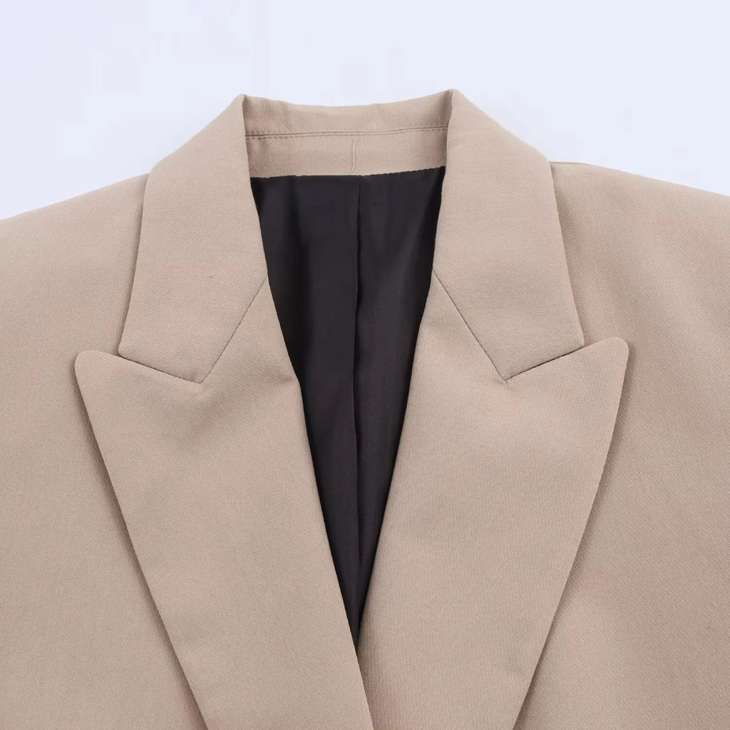 Women Elegant Solid Blazers Female Simple Style Double Breasted Long Sleeved Suit Jackets Casual Office Lady Suit Jackets Tops