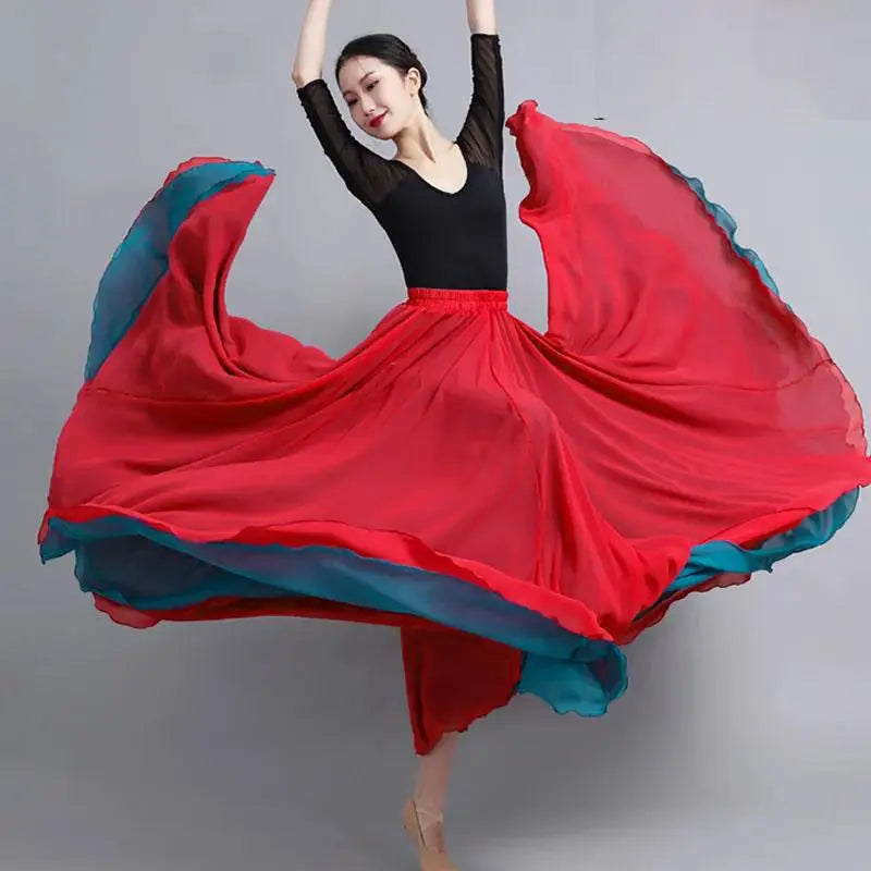 Fashion Chiffon Skirts Womens Elegant Casual High Waist Boho Long Dance Skirt Female Party Beach Maxi A-Line pleated Skirt