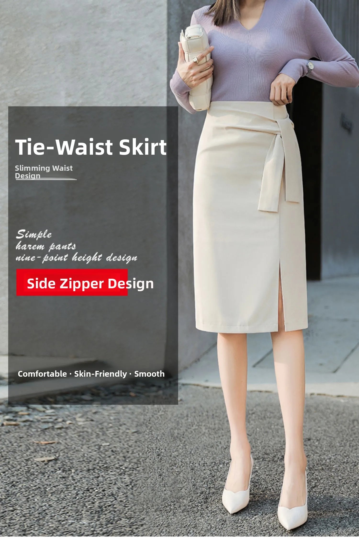 Design Sensation  Maturity Slimming Midi Skirt Women's Spring 2026 New Style High Waist Zipper Side Slit H-Shape Skirt