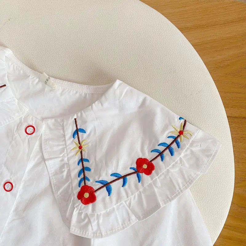 Girls' Shirts Spring and Autumn New Baby Fashionable Pure Cotton Shirts 2023 New Korean Children's Top 0-6Y