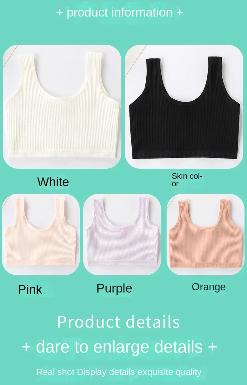 Girls Bra Crop Tops for Teens Underwear Breathable Kids Sports Training Bras Children Soft Cotton Teenager Clothing