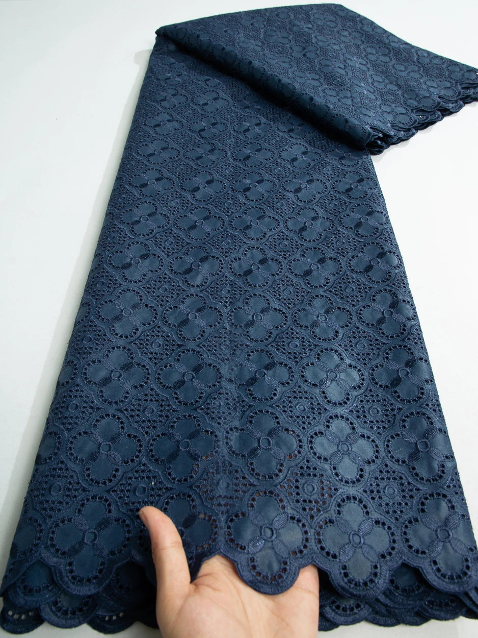 Smooth African Cotton Lace Fabric 5 Yards 2025 Swiss Voile High Quality Nigerian Cotton Lace Fabric For Sew Diy Men Cloth F3808