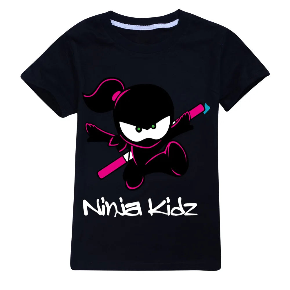 Ninja Kidz Baby Kids Summer Cotton Short-Sleeved T-shirts Children Sweatshirt Cartoon Teenager Tops Boys Girls Tees Clothing