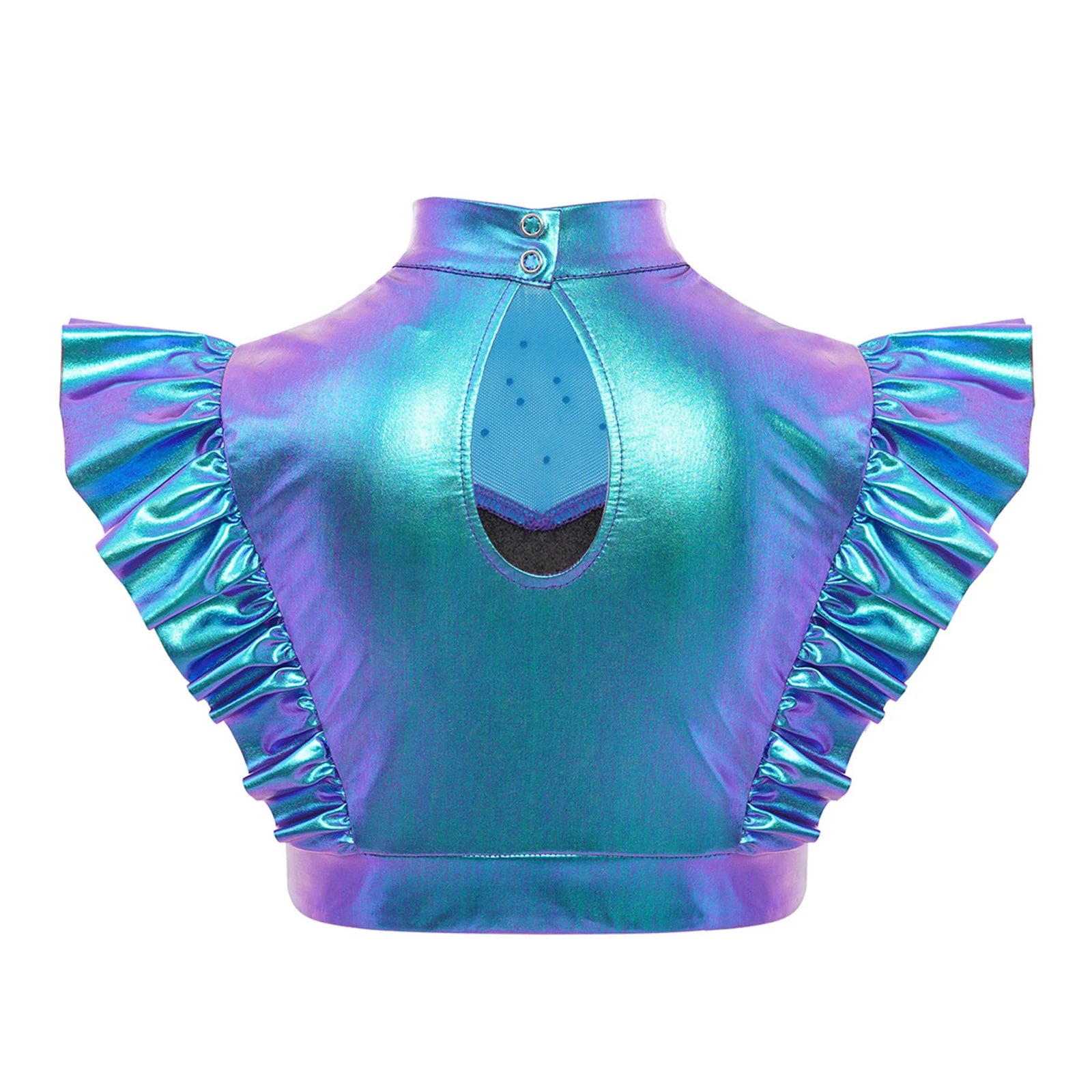 Kid Girls Hip Hop Dance Clothes Kids Jersey Sequin Tiered Skirt Long Tank Top Jazz Metallic Holographic Crop To Cheerleading Set