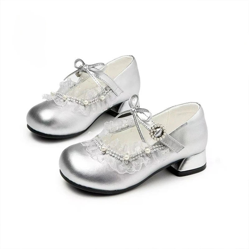 Girls Princess Shoes High Heels Kids Dance Dress Shoes for Party Wedding 2026 Brand New Children Leather Shoes Round Toes Soft