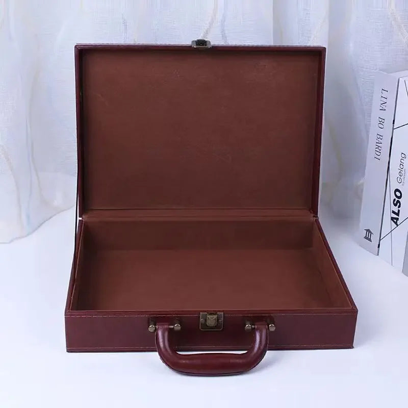 2025 New Cover Style Briefcase Men's Handheld Shoulder Business Leisure Insurance Contract Document Storage Box 34X24X8.5CM