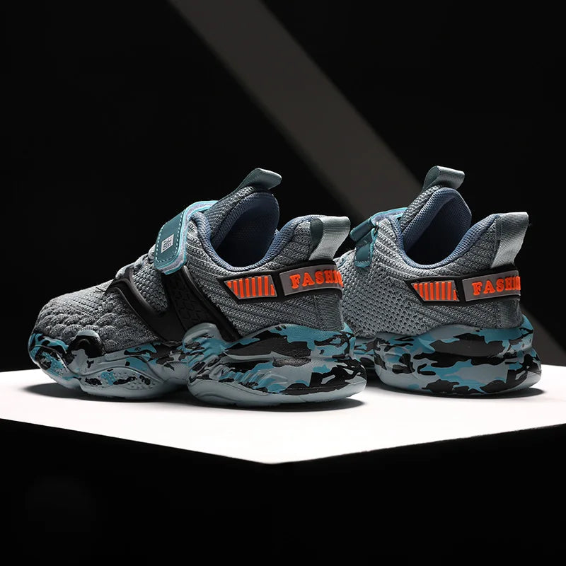 2025 New Kids Shoes Boy Sneaker Knit Platform Breathable Summer School Children Sports Shoes Fashion Tennis Shoes for Boy