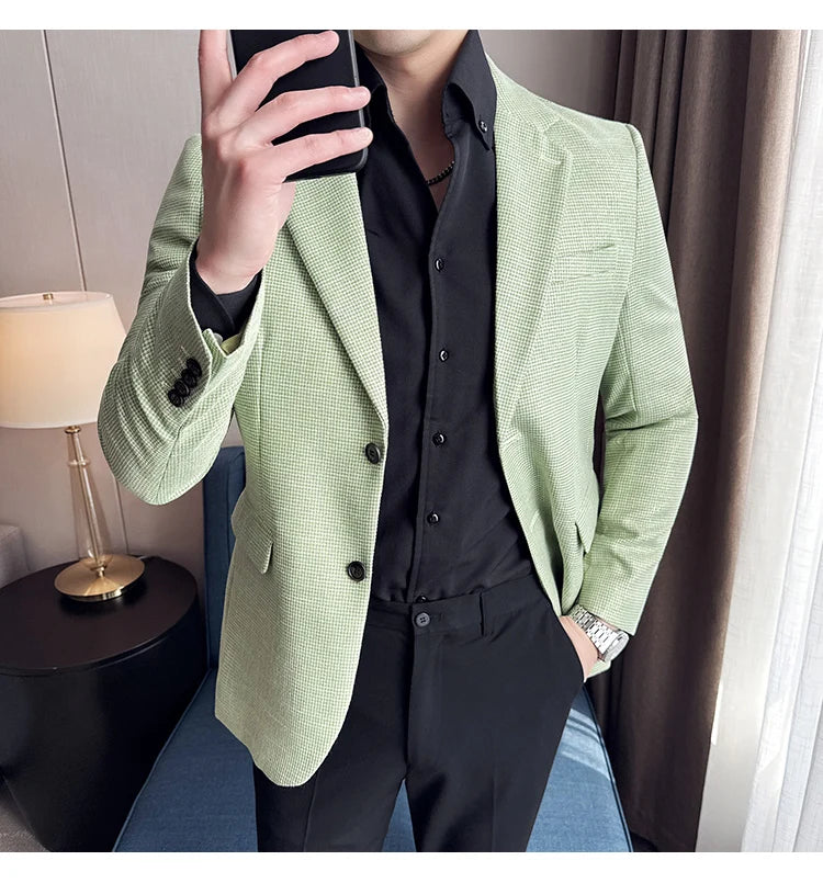 Men Suit Jacket Blazer Hombre High-quality Fashionable and Elegant Men Business Slim Fit Suit Jacket Social Party Formal Jacket