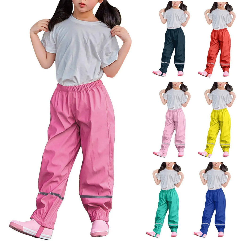 Children's Solid Color Loose Pencil Wind And Waterproof Mud Trousers Breathable Multi-function Casual Trouser For Boys And Girls