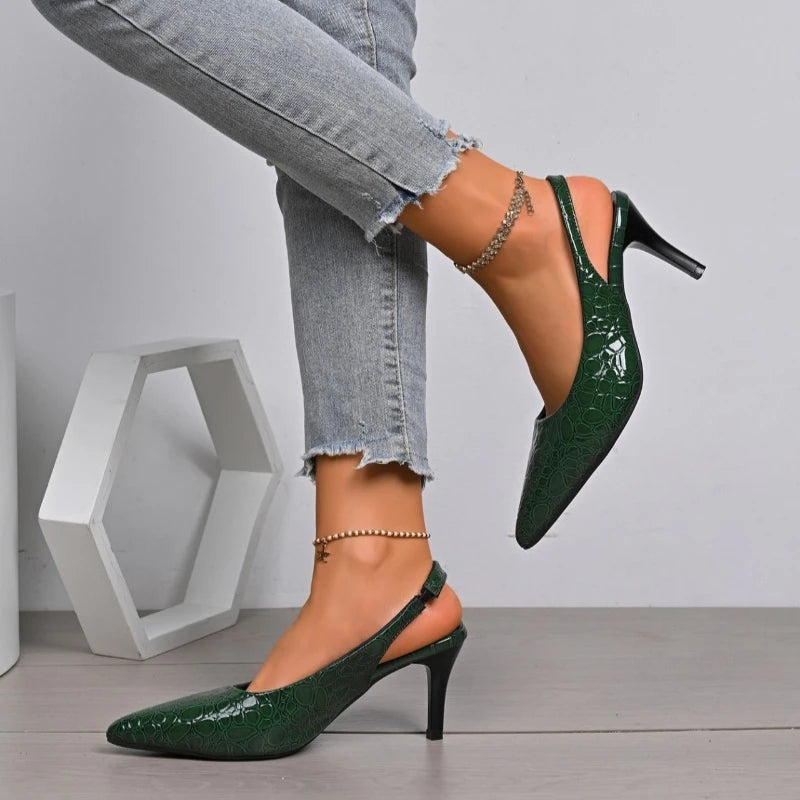 Green Heels for Women Luxury Pointed Toe Party Dress Shoes Classic Ladies Office Pumps Women Shoes Size 42 Salto Feminino