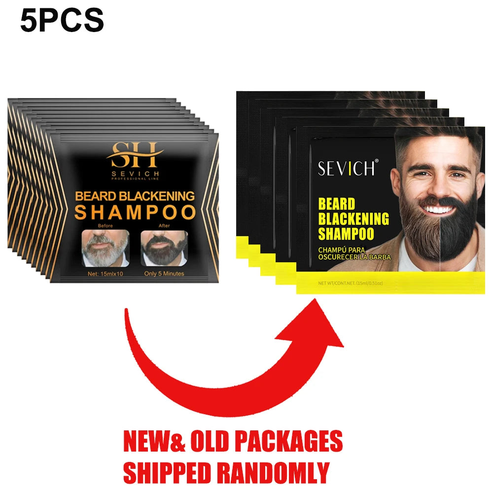 5PCS Natural Beard Hair Dye Shampoo Portable 5 Minute Instant Blackening Color Tint Cream Moustache Shampoo For Men Dropshipping