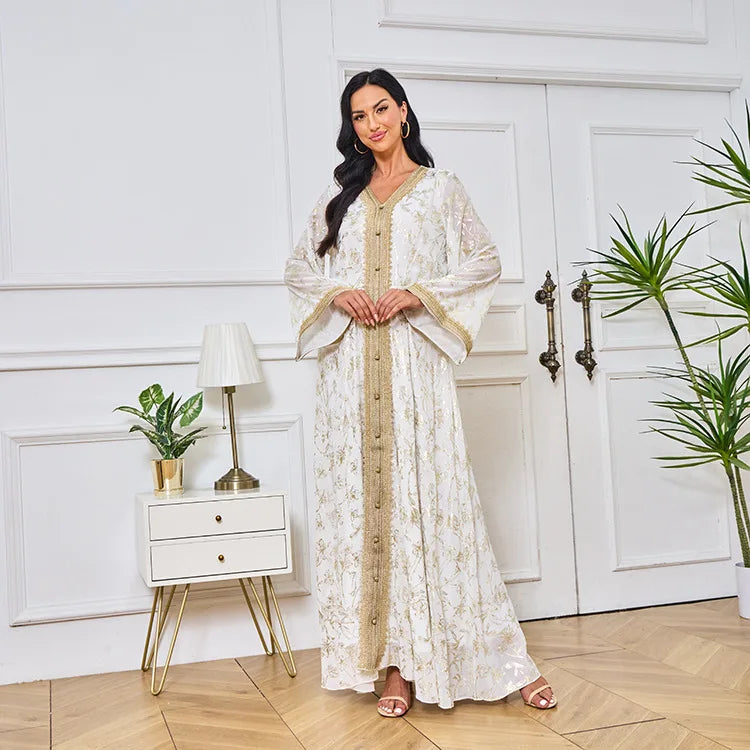 Summer Elegant Print Dress for Women Muslim Abaya Long Dress Dubai Party Evening Dress Islamic Turkey Kaftan Femme Vestidos Robe
