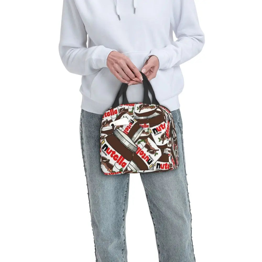 Custom Italy Nutellas Thermal Insulated Lunch Bag Women Portable Lunch Container for Outdoor Picnic Storage Food Box