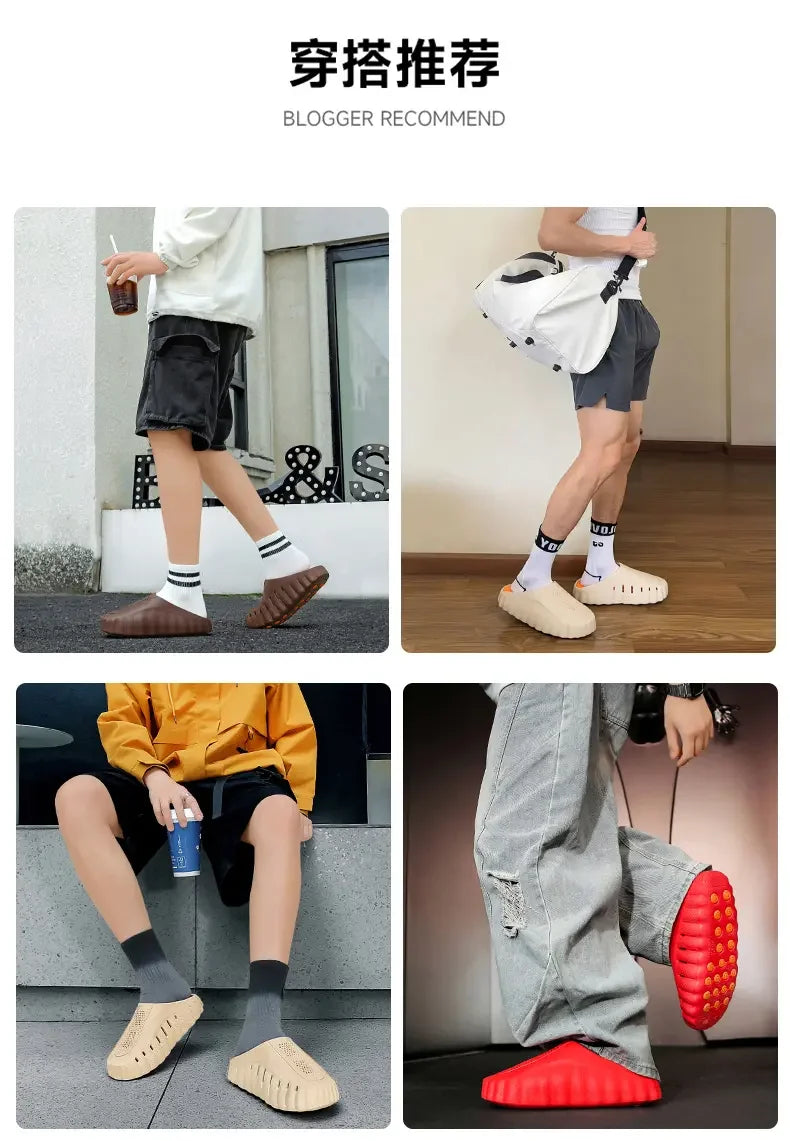 Men's and women's EVA lightweight toe massage slippers 2026 outdoor new casual sports slippers couple's fashionable beach shoes