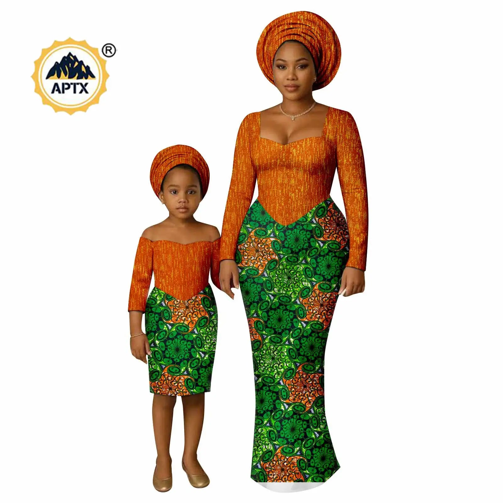 African Print Long Dresses for Women Family Outfits Dashiki Couple Clothes Mom and Daughter Dresses Ankara Outwear 25F029