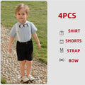 Kid Formal Strap Shirt Shorts Bowtie Clothing Set Gentleman Baby Toddler Tracksuit Elegant Boys Outfit Suit For Wedding Children