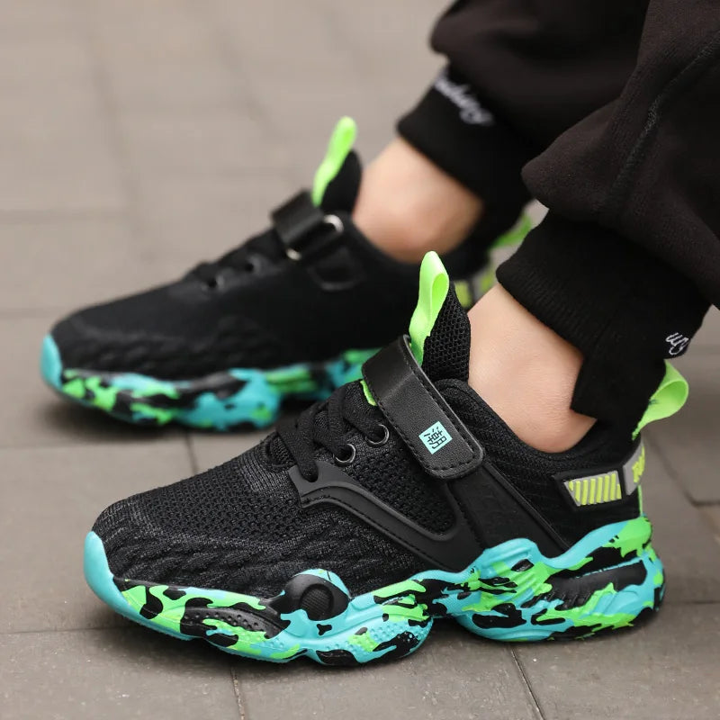 2025 New Kids Shoes Boy Sneaker Knit Platform Breathable Summer School Children Sports Shoes Fashion Tennis Shoes for Boy