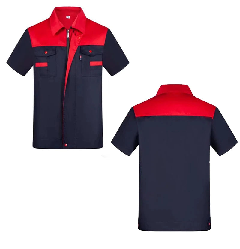 Summer Workwear Men's Women's Short Sleeve Thin Breathable Uniform Factory Service Auto Repair Top Ropa De Trabajo