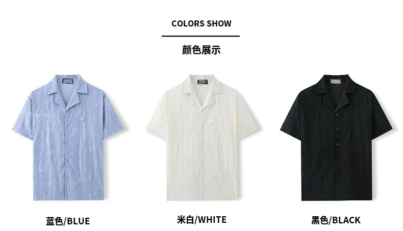 2026 Men's Summer Shirts Top Solid Turn-Down Collar Short Sleeve Shirt for Men Loose Half Sleeved Non Ironing T-shirt Male New