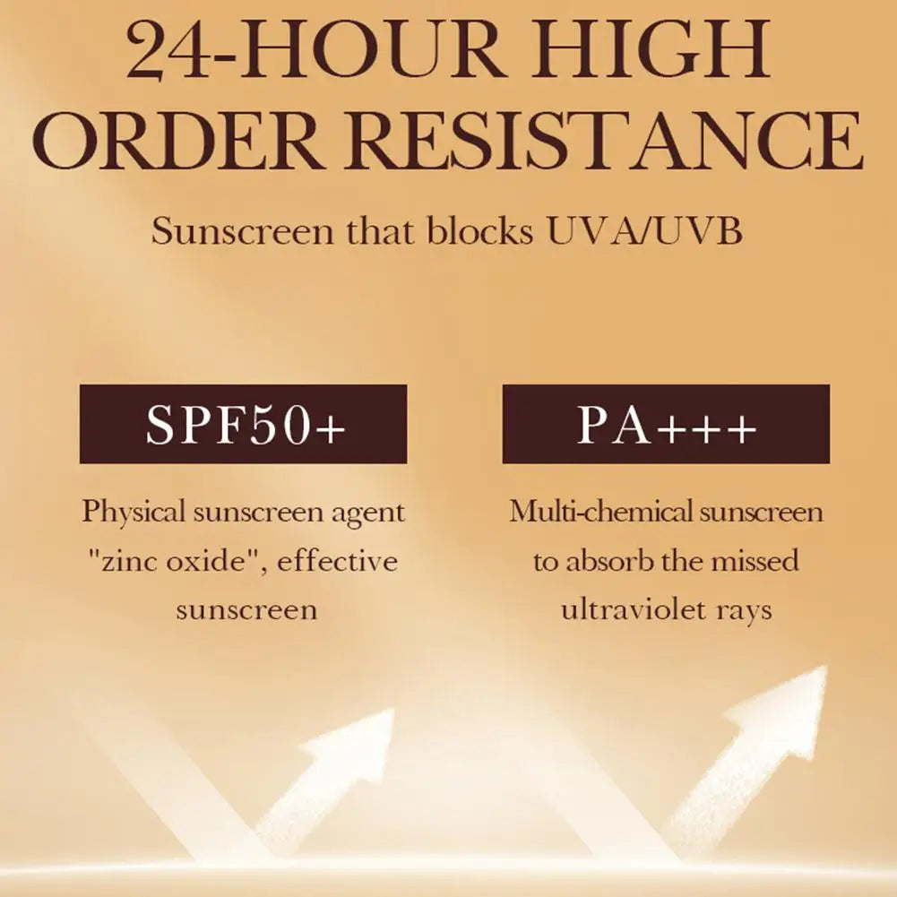 SPF50+ Gold Snail Sunscreen BB Cream Whitening Foundation Concealer Moisturizing Long Lasting Even Skin Tone Makeup Base Primer