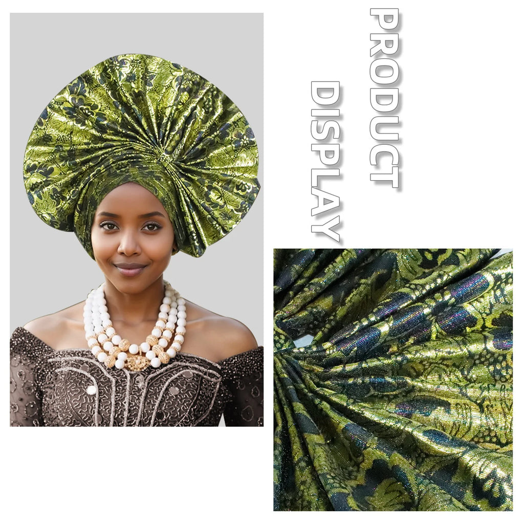 Elegant African Autogele Women's Turban Cap Nigeria Wedding Gele Ready To Wear Headtie Evening Party Headwear African Headtie
