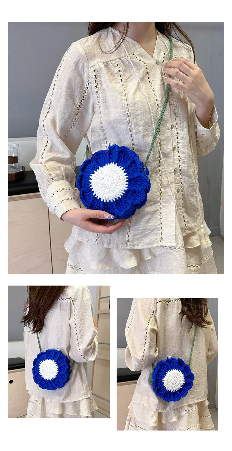 Ladies' Crossbody Bags New Handmade Woven Flower Kawaii Sweet Shoulder Bags High-quality Luxury Brand Crossbody Bags For Girl