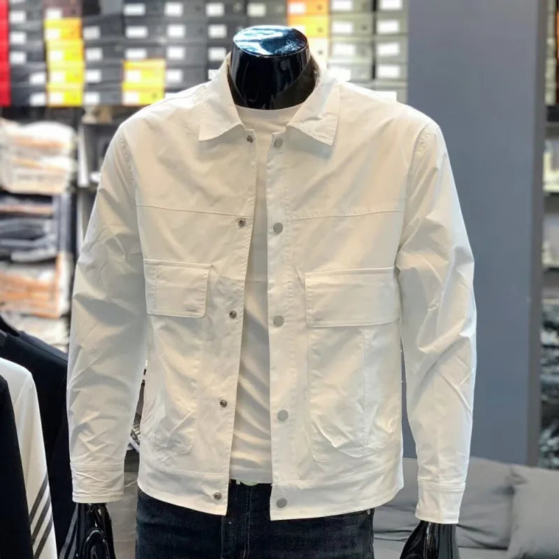 Men Casual Loose Workwear Jacket Long Sleeve Coat Multiple Colors