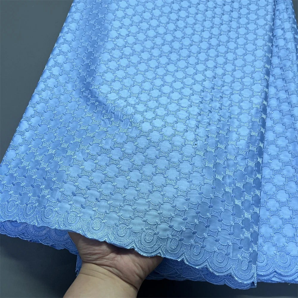 African Nigerian 2026 Tulle Lace Fabric Sewing for Dress High Quality Damask polish luxe Cotton Pure Embroidery 5Yard hz1410
