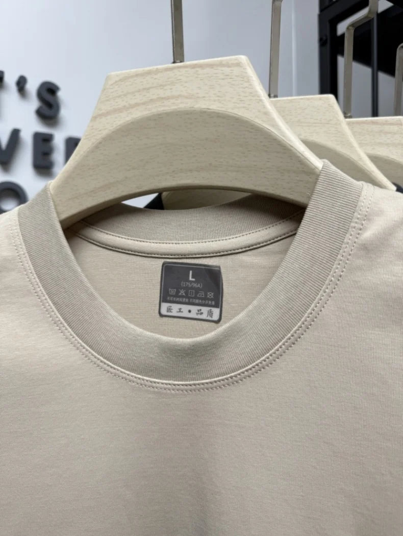 Summer Men New High Luxury Brand Little Bear EmbroiderTshirt Cotton Breathable Handsome Top Round Neck Sport Simple Short Sleeve