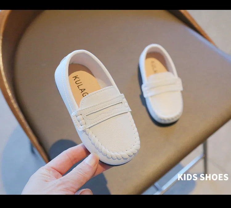 Boy Leather Shoe Fashion Solid Color Versatile Kids School Causal Single Shoes Breathable Non-slip Children Slip-on Flat Loafers