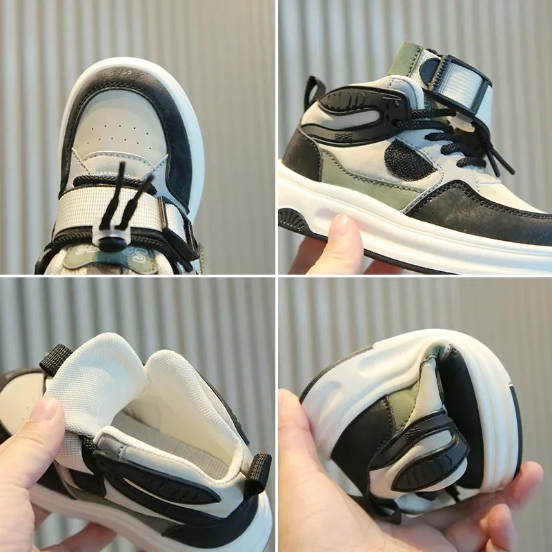 Kid Sneakers School High-top Causal Sports Shoes for Boy Non-slip Spring Autumn Children Fashion Girls Chunky Basketball Shoes