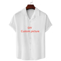 Mens Custom Shirts Fashion Summer Short Sleeve 3D Printed DIY Lapel Button Shirt Customization Your Exclusive Oversized Blouse