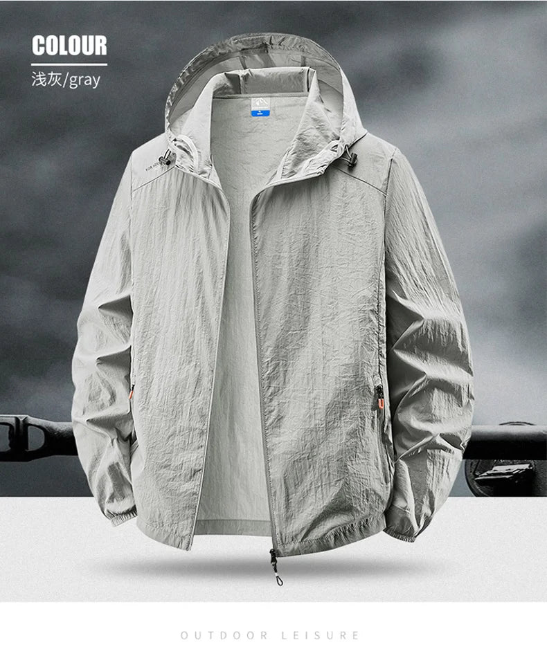 Fast Ship Summer Jackets Men Hooded Windbreaker Coats Camping Sunscreen Clothing Men Ultrathin Fishing Wearing Man Sportswear