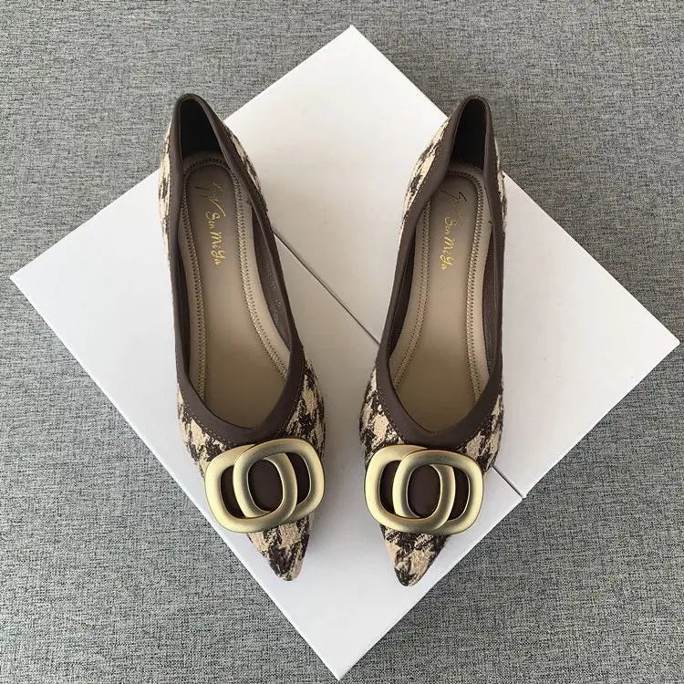 Office Shoes For Women 2025 Ladies Summer Footwear Luxury Leather Casual Formal Pointed Toe Low Heel Elegant Popular Wholesale H